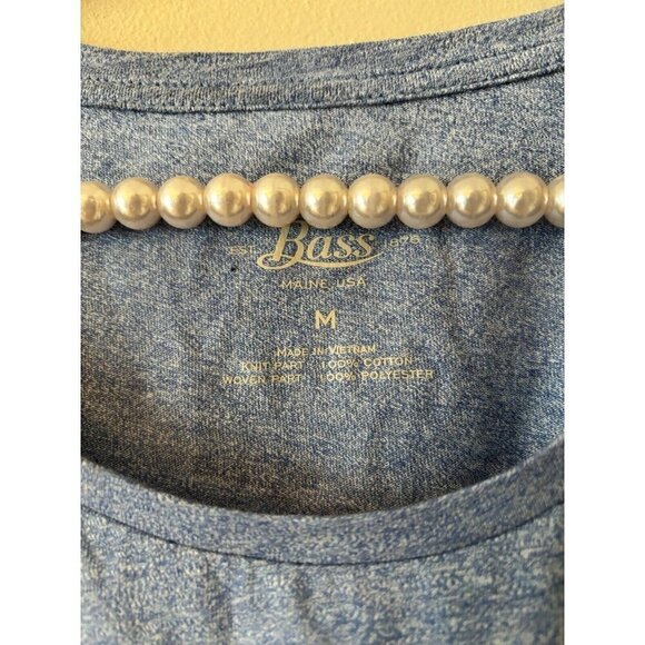 NWT GH Bass Womens Size M Long Sleeve Top Shirt Tail Hem Powder Blue - Picture 4 of 5